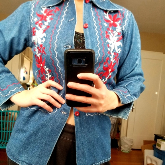 VTG 60s/70s Mexican Embroidered Jean Jacket - Picture 11 of 13